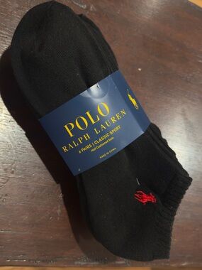 NWT Polo by Ralph Lauren Men’s Black Ankle Socks w/Red Pony Size 6-12.5